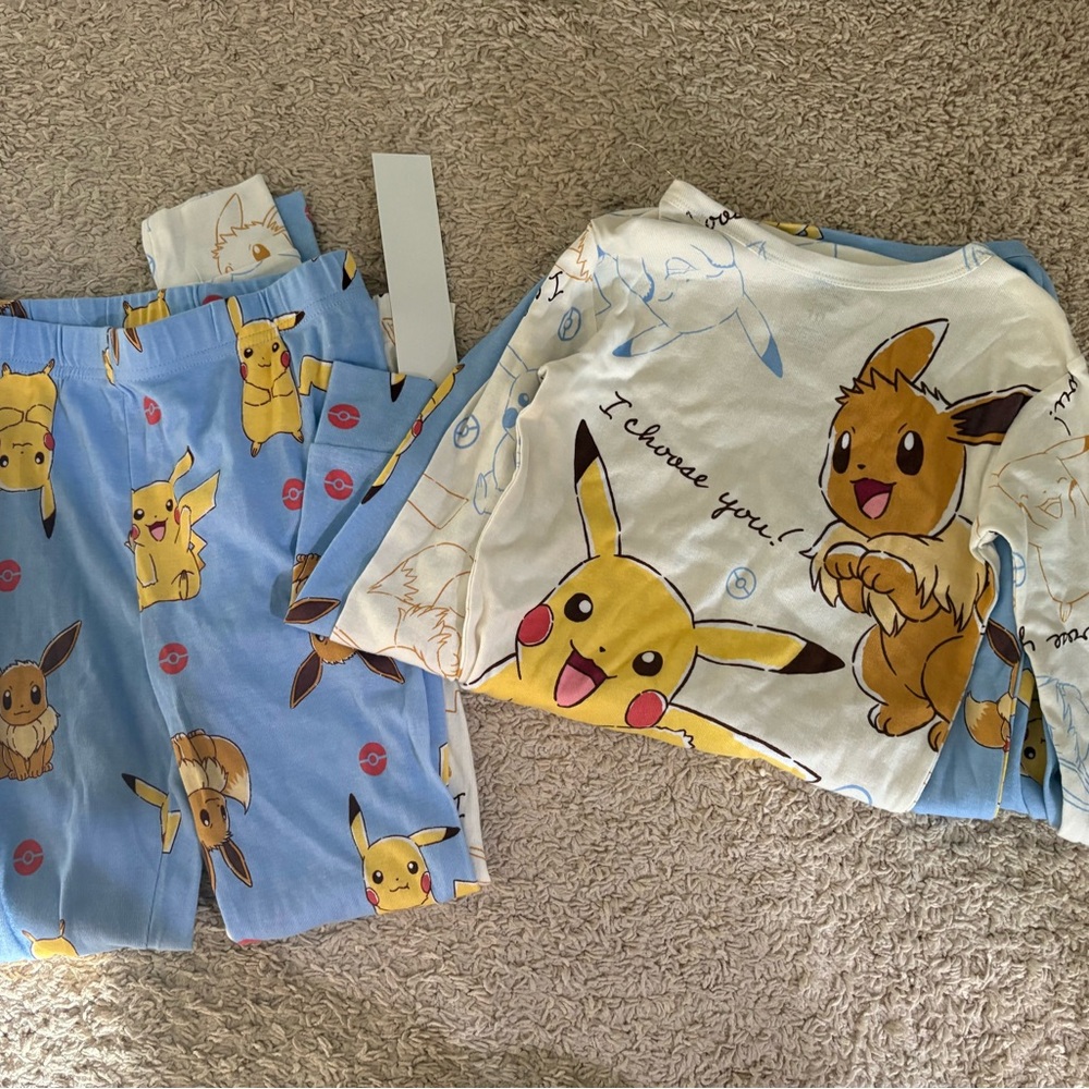 Kids Pikachu and Eevee 4 Piece Pokemon Pajama Set size 10